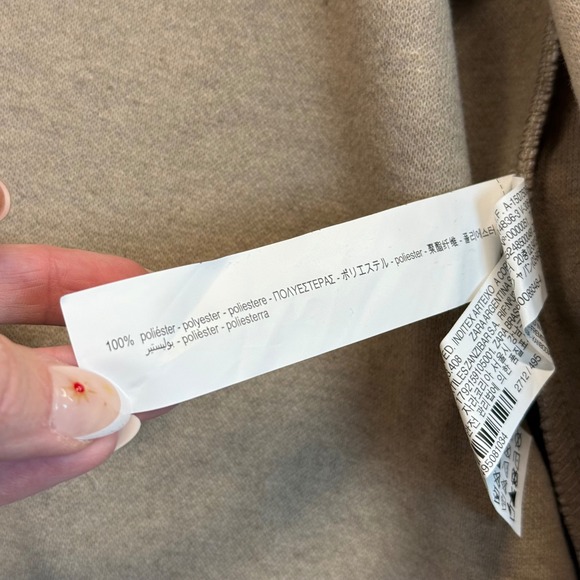 ZARA‎ Long Cream Beige Lapel Collar Coat Classic Staple Neutral Soft Medium - Picture 12 of 12